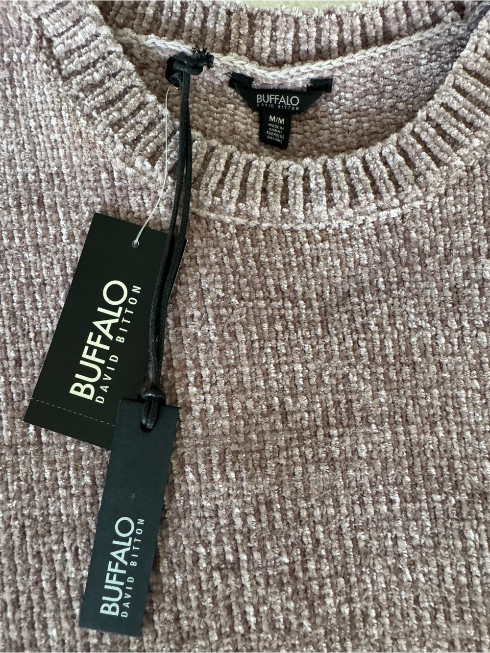 NWT Buffalo Ruffled Chenille Crewneck Sweater - Dusty Rose - Picture 5 of 6